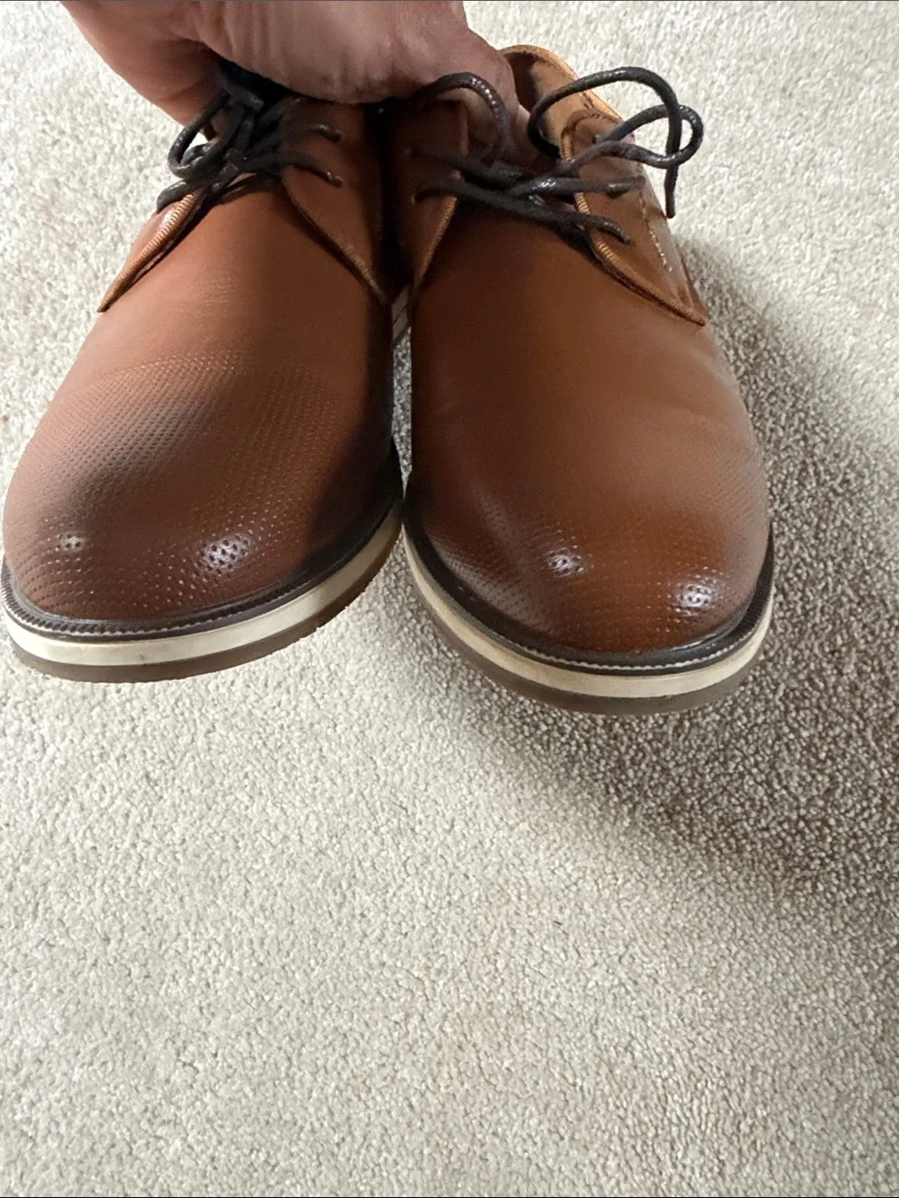 Restoration Hardware Brown Leather Derby Shoes with Dark Laces